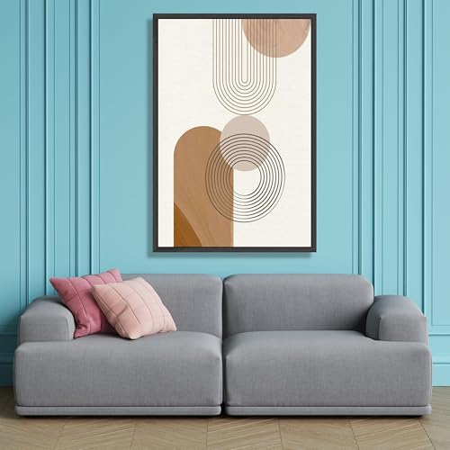 Toile abstraite géométrique 80x110cm nature avec cadre