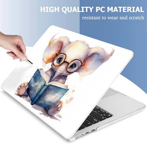 Image of Mektron Case for 2026 MacBook Air 13-inch M5 Laptop A3449 with 13.6-inch Liquid Retina Display, 2025 2024 2022 M4 /M3 /M2 MacBook Air 13 inch Hard Shell Cover, Model A3240 A3113 A2681, Cute Elephant C342