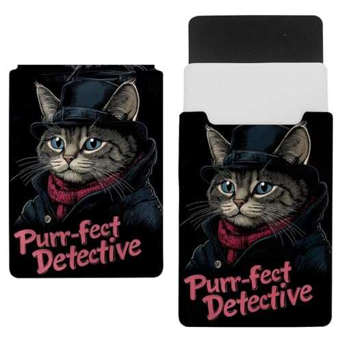 Funda para portátil Detective Cat para cafeterías y teletrabajo con suave forro celvet
