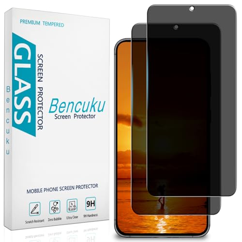 Bencuku (2 Pack) Privacy Screen Protector for Samsung Galaxy S23+ / S23 Plus 5G 6.6 Inch Anti-Spy Tempered Glass Support Fingerprint Unlocking Anti Scratch Bubble Free
