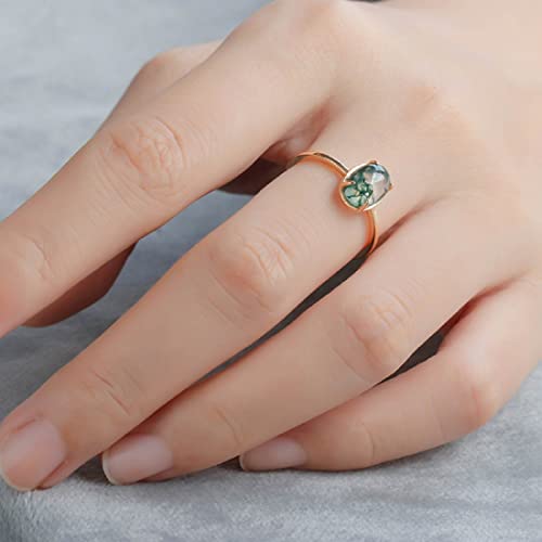 Natural Moss Agate With 14K Gold Plated Sterling Silver Rings Oval Ring Valentine Gift Vintage Retro Ring for Women3