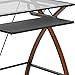 Flash Furniture Jude Tempered Glass Computer Desk with Pull-Out Keyboard Tray and Crisscross Frame, Small Computer Desk for Home Office, Cherry/Clear