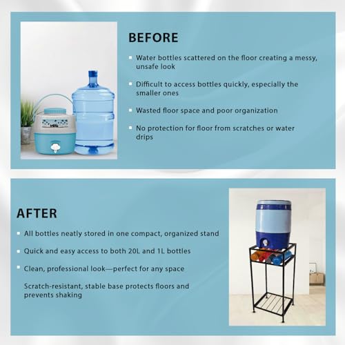 Image of A to Z Hub Laksh CASA-Stylish and Useful 3 Tier Water Dispenser Can and Water Bottle Stand,Matka Pot Stand,Bislery Bottle Holder rack for Kitchen /Office /Hotel /School /Shop (3 Self)