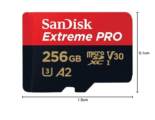 SanDisk Extreme Pro 256 GB microSDXC Memory Card + SD Adapter with A2 App Performance + Rescue Pro Deluxe 170 MB/s Class 10, UHS-I, U3, V30