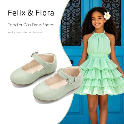 Image of Felix & Flora Toddler Flower Girl Dress Shoes - Baby Girl Ballet Mary Jane Flats for Party School Wedding