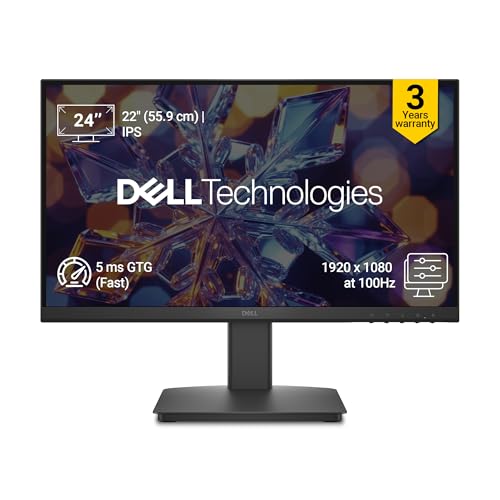 Image of Dell SE2226HX 22 inch (54.6cm) Full HD IPS Monitor, 100Hz Refresh Rate, 5ms Response, HDMI & VGA Ports, TUV Rheinland 3-Star Eye Comfort Certified