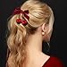 6 Pcs Cherry Bow Hair Clip Rhinestone Velvet Alligator Clips for Women Girls Teen Ponytail Hair Accessories Red Fruit Hair Barrettes
