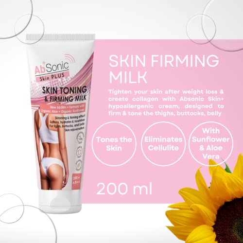 Absonic Skin+ Firming Milk - Aloe Body Lotion Made In France. Cellulite Cream For Thighs, Fat Burning Cream, Skin Firming Lotion For Cellulite. Tones, Firms, Tightens Belly, Butt, And Thighs After Weight Loss. Hypoallergenic With Liposuction Effect #TOP1