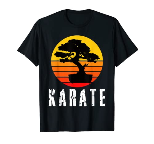 Vintage Bonsai Karate Sunset - Regalo para estudiantes de artes marciales Camiseta