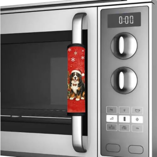 Image of Refrigerator Door Handle Covers Set of 6 Kitchen Electrical Appliance Decor Handles Keep Clean Anti-Slip Fridge Accessories Home Decor, Bernese Mountain Dog Red