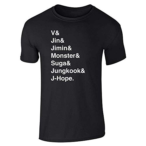 K-Pop Group Names List Short Sleeve T-Shirt for Fans Black L