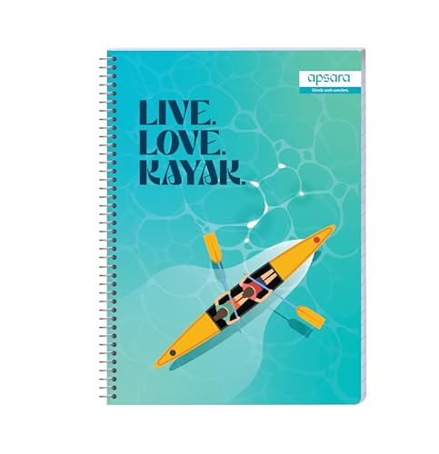 Image of Apsara 6 Subject Spiral Notebook, 302 Pages, Pack of 1, Single Line, 60 GSM - 29.7 cm x 21 cm, Soft Cover Notebook for School, College Students, Exam Preparation & Professionals, Design May Vary