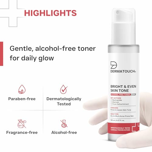 Image of DERMATOUCH BRIGHT & EVEN SKIN TONE ALCOHOL FREE TONER with 3% Niacinamide | Face Toner For Dullness, Dehydration & Open Pores | Suitable For All Skin Types | 150ml
