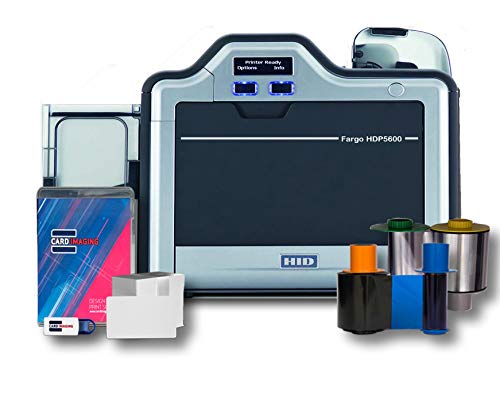 Fargo HDP5600 Single-Side ID Card Printer & Supplies Bundle with Card Imaging Software 93600