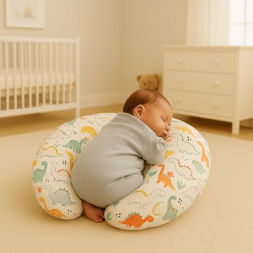 Image of Proliva Feeding Pillow for New Born Baby with Detachable Cover Breast Feeding, Maternity Nursing Pillow for Breastfeeding Set of Support for Baby Feeding Pillow Mom Home (Duck Organe-K1)