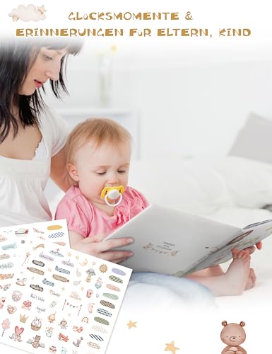 Hyggartn Mein Erstes Jahr Babyalbum mit 84 Seiten und 2 Stickern Personalisierte Geschenke Baby Geschenk Geburt Junge & Mädchen Fotoalbum Neugeborenen Erinnerung Babytagebuch 21x21 cm (Fuchs)