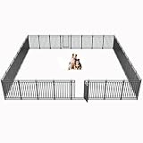 Petorldog Dog Fence Outdoor Indoor, 40" Inch Height 32 Panels Dog Playpen for Large/Medium/Small Dogs Metal Dog Pen for Yard Camping and RV | Black-Silver