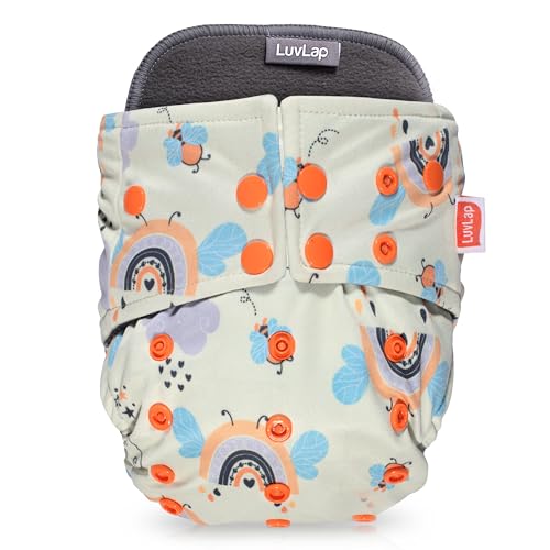 Image of LuvLap Reusable Baby Cloth Diaper, Double Leak Guard, High Absorption, Quick dry, Stain-Proof Comfort & Protection, 3m+, adjustable waist & height with snap buttons, Absorbent insert, Yellow Rainbow
