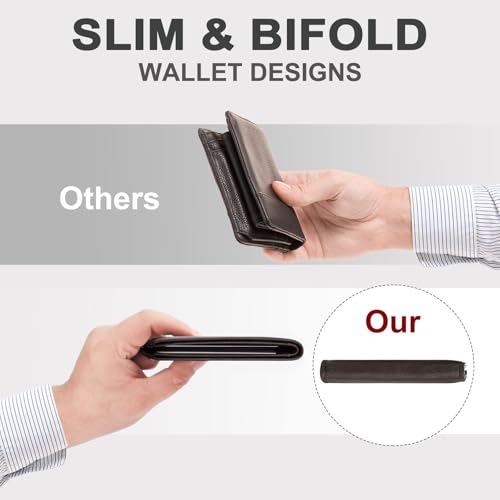 Image of Chelmon Slim Wallet for Men ID Window with RFID Blocking Front Pocket Minimalist Bifold Bussiness Card Holder Gift for Men