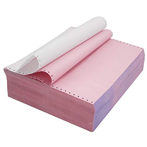 Image of FirstZi 9-1 /2 x 11 Inches NCR Continuous Feed Computer Paper 2-Ply, 1000 Count Carbonless Copy Paper for Dot Matrix Printers, 2-Part 500 Sets, Margin Perforated, White /Pink