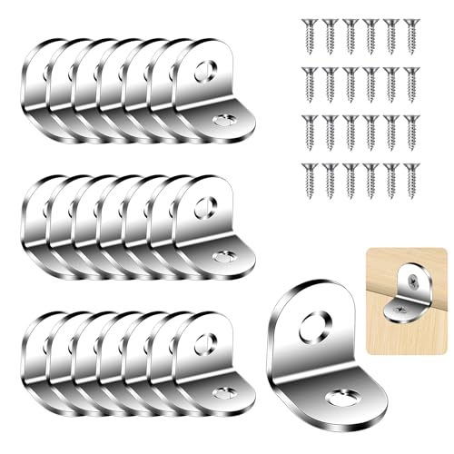Flintronic Winkelverbinder, 22 Stück Edelstahl Metallwinkel 90 grad Mit 44 Schraube, Eckwinkel Metall für Holz, Regale, Möbel, Schränke, Schreibtisch (20 x 20 x 16 mm)