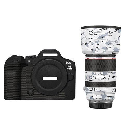 Mebont �J���������Y�ی�t�B���� Canon EOS R6 Mark III + RF70-200mm F2.8 L IS USM �Ή� �{�f�B�J�X�^�� ���h�~�f�J�[���X�L�� �v���e�N�^�[���b�v(Snow Camouflage)