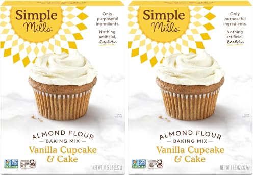 Simple Mills Almond Flour Baking Mix, Vanilla Cupcake & Cake Mix - Gluten Free, Plant Based, Paleo Friendly, 11.5 Ounce (Pack of 2)