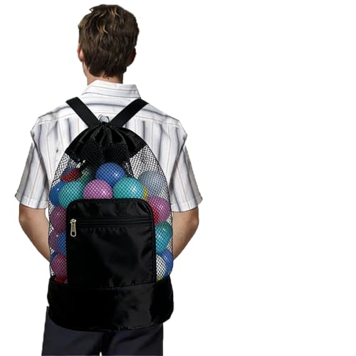 Mochila de malha com cordão para praia, dobrável, bolsa organizadora de brinquedos, com alças ajustáveis, bolsa de natação de grande capacidade, Azul, G