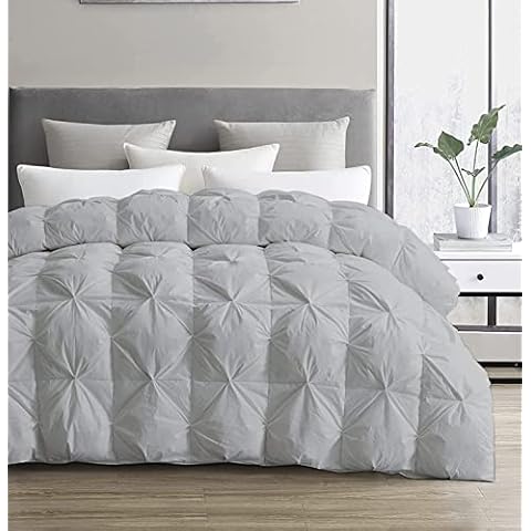 Silver Luxurious Pinch Comforter Oversized King Plus 128 x 120 Size 1 Piece All Season Down Alternative Duvet Insert with 4 Corner tabs Pin-tuck Comforter - 500 GSM-Box Stitched, Silver Grey Cover