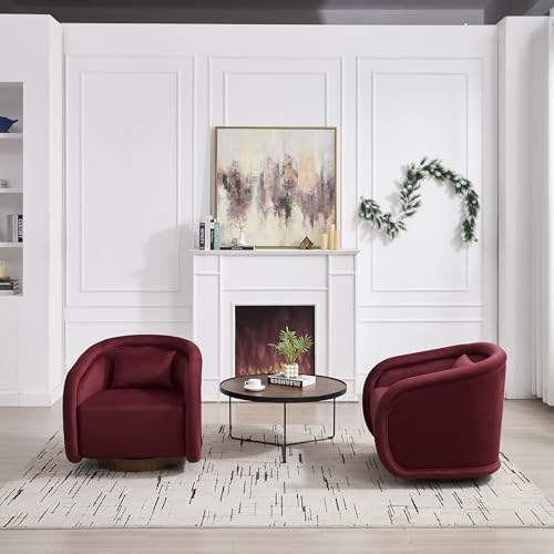 Sillón Giratorio Moderno Piel Sintética Rojo miniatura 4