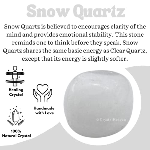 Image of Certified Snow Quartz Crystal Healing Tumbled Stone, Natural Polished Crystals for DIY Crafts, Manifestation, Meditation, Pooja Feng Shui and Reiki Healing (30 Grams)