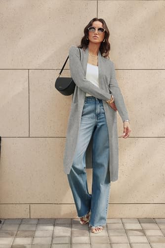 Image of GRACE KARIN Essential Solid Open Front Maxi Long Knitted Cardigan Sweater for Women