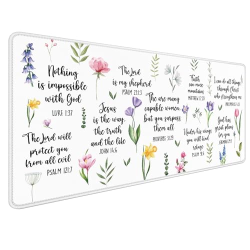 Christian Inspirational Floral Large Mouse Pad