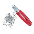 NIDAYE Straight Hog Ring Pliers Set & 200pcs Galvanized Hog Rings – Upholstery Installation Kit for Bungee/Shock Cords/Animal Pet Cages/Bagging/Traps/Sausage Casing/Meat Bags/Fencing/Railing