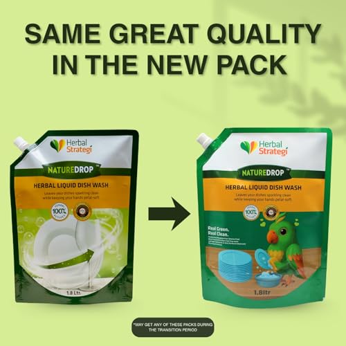 Image of Herbal Strategi NatureDrop Dishwash Liquid - 1.8L | Khanewala Clean - Safe around food | No Harsh Chemicals and No Toxic Residue | Powered by Herbal Actives | Certified EcoFriendly