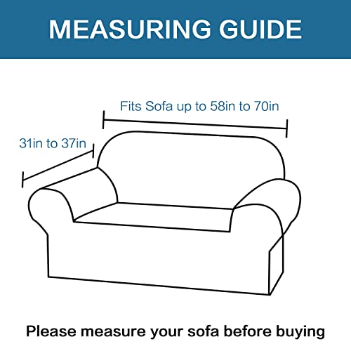 Stretch Couch Cover Loveseat Covers For 2 Cushion Couch Loveseat Slipcover|Sofa Cover For Loveseat 1 Piece With Elastic Bottom, Textured Checked Jacquard Fabric(Loveseat 58"-70" Wide, Gray) #TOP5