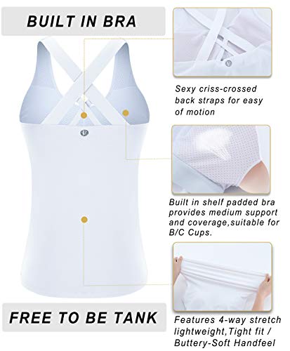 Image of RUNNING GIRL Sports Bras for Women,Padded Strappy Sports Bras Criss-Cross Back Medium Support Sports Bras with Removable Cups