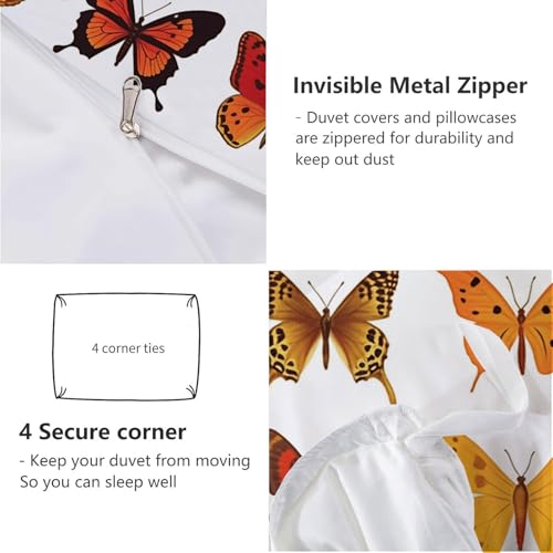 Housse de couette papillon animaux colorés et ludiques parure de lit double face 3D