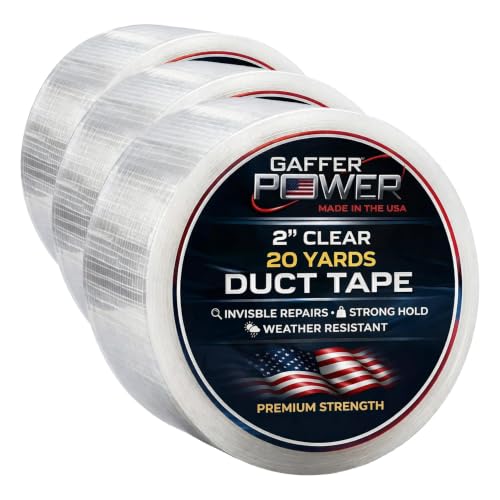 Image of Gaffer Power Clear Repair Tape 2 inch x 20 Yards - Semi-Transparent Waterproof Duct Tape for Discreet Repairs, Sealing & Patching - Heavy Duty, Weather Resistant (Pack of 3)