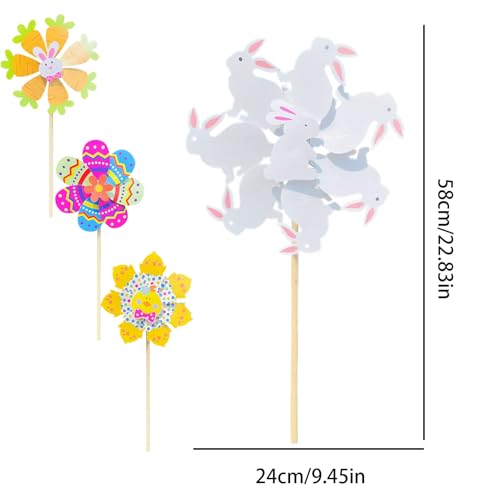 Molinillos de viento para jardín, estaca de suelo, decoración exterior de Pascua 6
