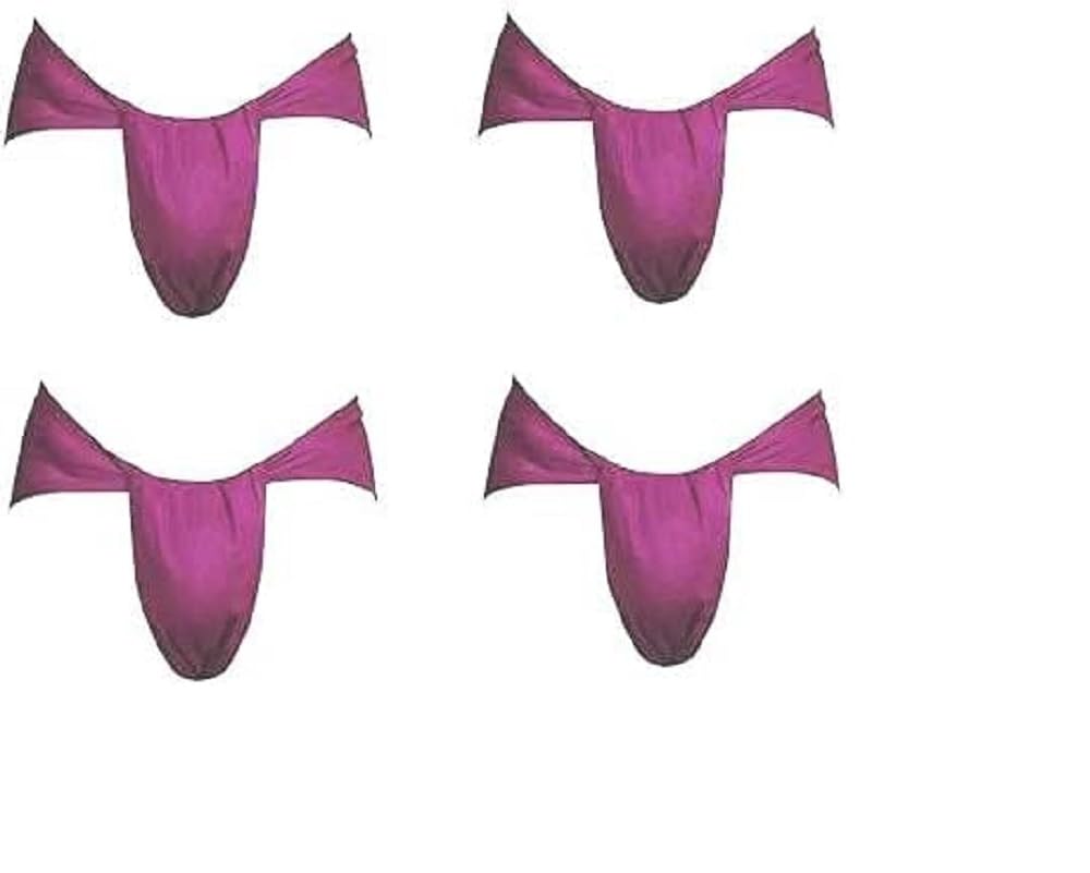 Indian Traditional Cotton Thong Underwear Lankot Support Cloth Free Size for Gym, Yoga, Exercise, Running Long (Pack of 4 Lumens) Purple,Purple, One Size