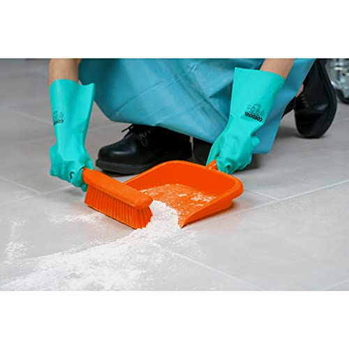 Image of SPARTA Large Handheld Dustpan with Hanging Hole, Heavy-Duty Plastic Dustpan with Wide Lip for Countertops and Surfaces, Plastic, 10 Inches, Orange, (Pack of 12)