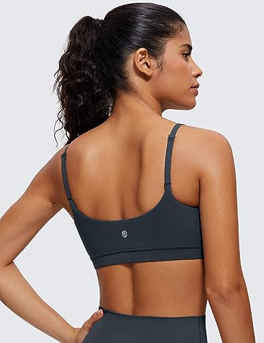 CRZ YOGA Womens Butterluxe Adjustable Spaghetti Strap Sports Bra - Scoop Neck Wireless Padded Bra Yoga Workout Crop Top - Image 3