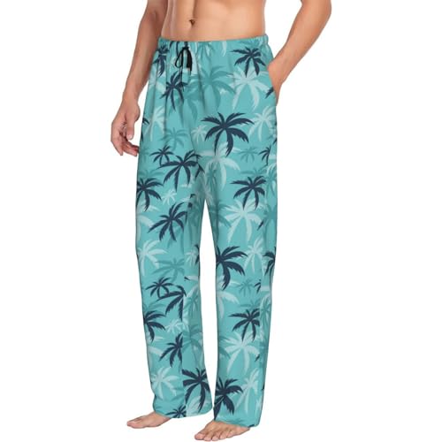 Vosery Mens Pajama Pants Bottoms With Pockets- Palm Tree_Al Soft Men Lounge Pants, Comfy Mens Pj Pants