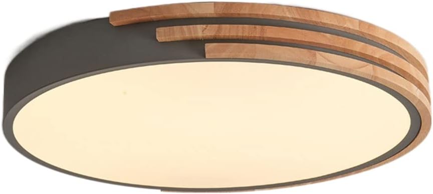 Dimmable Led Ceiling Light,16In Nordic Modern Indoor Ceiling Lamp,24W 2000Lm Woodene Flush Light Fixtures,Used for Office Bedroom Kitchens Study Room/Gray/Dimmable