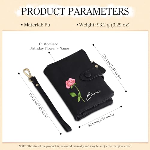 Nobelook PU Leather Women's Wallets for Women Mother Grandma - Stylish and Practical Ladies Wallet with Birthday Flowers Design (Black)2