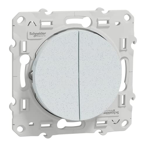 Schneider Electric - Odace, double va-et-vient Blanc Recyclé, connexion rapide, à vis - S510214