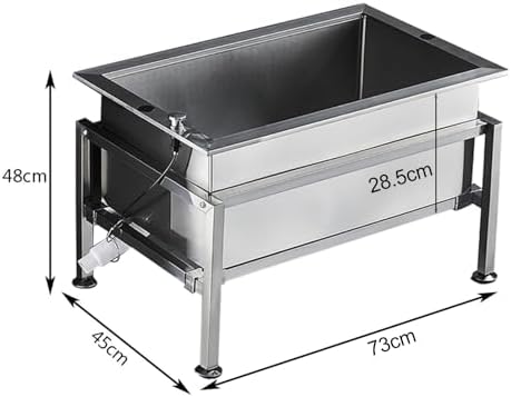 Stainless Steel Utility, Free Standing Commercial Mop Bucket and Prep Workstation for Laundry and Cleaning Tasks,Silver-73x45x48cm