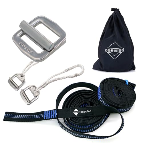 Onewind Juego de 2 correas de hamaca de 10 pies, correas de hamaca para árboles, kit de correas resistentes para colgar con hebilla de cincha de 1 pulgada de ancho, 1500 libras, duraderas, ligeras, no