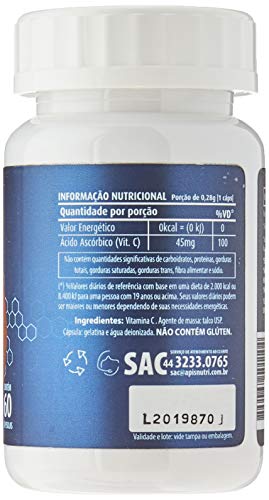 Apisnutri Suplemento de Vitamina C, Ácido Ascórbico, 60 Capsulas